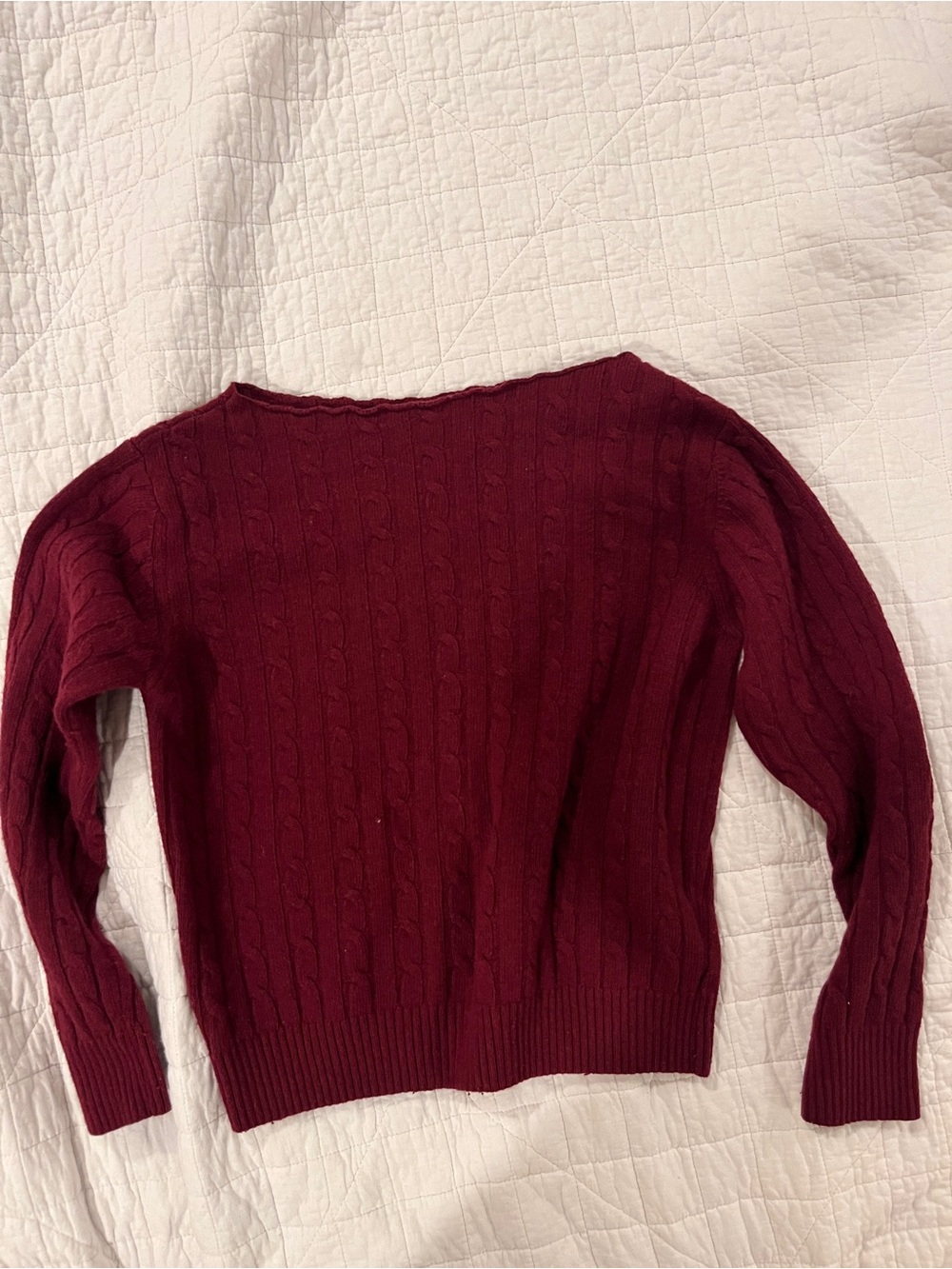 Subdued Cable Knit Sweater One Size Burgundy Stone Red Italy